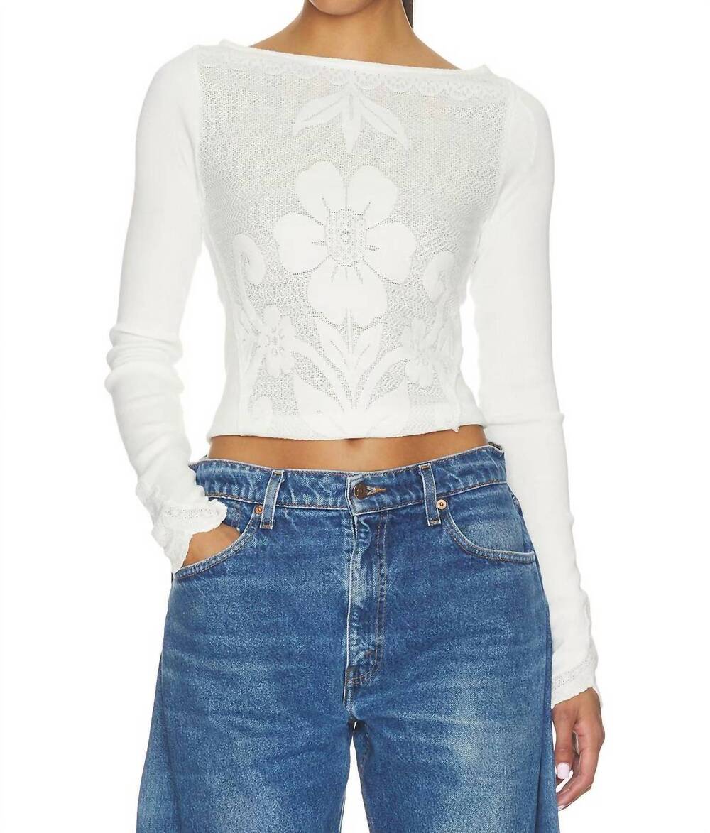 NEW FREE PEOPLE delilah long sleeve top in ivory